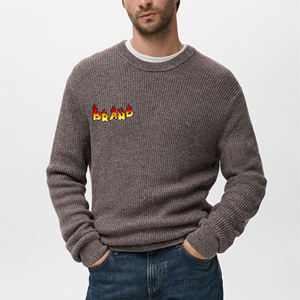 OEM Custom Men's Anti-Shrink Front Pullover Knitting <b>Sweater</b> Loose Style Solid Color Warm Comfortable Crew Neck <b>Cable</b> <b>Knit</b> Hip - Product Image 1