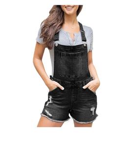 <b>Women</b> Denim Shortalls Classic Bib <b>Overalls</b> Shorts Romper with Adjustable Straps & Cuffed Hem Casual Summer Jean Romper - Product Image 2