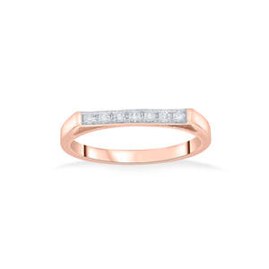 แหวนเพชรประดับโรสโกลด์-วงแหวนแบบเรียบสไตล์ลำลอง - Product Image 3