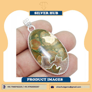 Colgante de Piedra Preciosa de Jaspe Riolita Natural, Colgante de Plata de Ley 925, Colgante con Engaste de Piedra Preciosa Personalizado, ODM OEM - Product Image 4