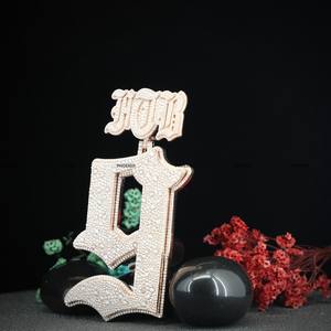 Joyería Hip Hop de Alta Gama, Estilo Rock, con Incrustaciones de Moissanita VVS de Corte Redondo, Colgante con Número Personalizado, Letra Personalizada, Plata de Ley 925 - Product Image 3