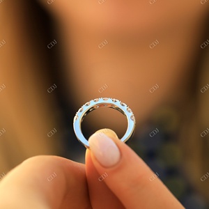คุณภาพสูง2 CTW ตัด Moissanite VVS ชุดง่ามใสแหวนแต่งงาน14K ทองคำขาวแหวนซ้อนครึ่งแฟชั่นดี - Product Image 5
