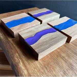 Sous-verres en bois de manguier à rayures en résine lot de 4 sous-verres élégants incroyables pour bar cuisine maison - Product Image 5