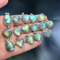 Pendentif en pierre de labradorite de forme cœur exquis, argent 925 serti, bijoux en spectrolite naturelle, accessoires magnifiques à feu bleu