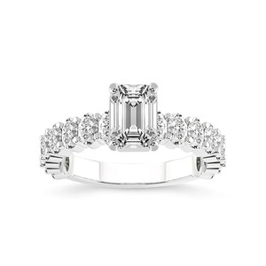 D Color Emerald Cut Lab Grown Diamonds Eternity <b>Ring</b> Side <b>Stone</b> Oval Cut Diamond <b>Ring</b> Wedding Gift <b>for</b> Her Customized Jewelry - Product Image 1