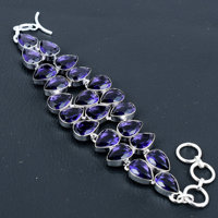 Pulsera Boho Vintage Hecha a Mano con Plata de Ley 925 y Amatista Morada, Certificada por Terceros, para Mujer, Regalo