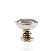 Bol décoratif en métal fait main moderne, base en galets dorés, personnalisable pour centre de table, décoration de maison de luxe, article cadeau