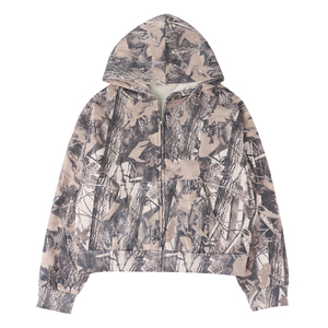 Sweat à capuche oversize personnalisé et court pour femme, pull court à fermeture éclair et col roulé, avec imprimé crop top, pour femme - Product Image 1