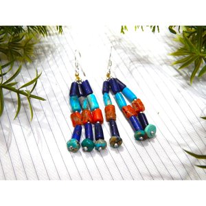 Handmade 925 Sterling Silver Fashion Earrings Natural <b>Turquoise</b> Gemstone <b>Beaded</b> Coral Lapis Lazuli Stylish Gift Jewelry - Product Image 1