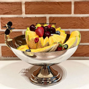 Bol en métal debout décoratif de conception de forme de branche d'arbre avec les compteurs et l'organisation argentés à extrémité élevé de finition de table - Product Image 2