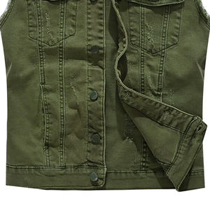 Chalecos vaqueros de mezclilla Chaleco sin mangas Cierre de botón Durable Moda Casual Fit Street Type Chaleco de mezclilla con servicio OEM - Product Image 6