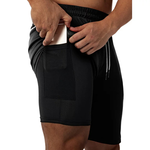 Short de sport pour hommes à séchage rapide de haute qualité respirant écologique short de sport de course motif solide en gros - Product Image 5