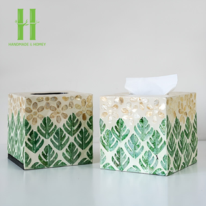 Producto de alta calidad, venta al por mayor, caja de pañuelos con incrustaciones de nácar y resina, soporte para pañuelos de resina, OEM hecho en Vietnam - Product Image 4