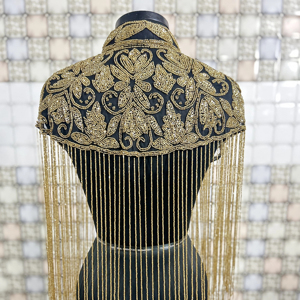 Belle Cape Burlesque Perlée Pailletée Attache au Cou avec Frange Suspendue Capes de Festival pour Robes de Club - Product Image 1