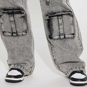 Nuevo estilo Pantalones de mujer Pantalones Casual Streetwear Cargo Denim Pantalones de pierna ancha Jeans para damas Pantalones Mujer - Product Image 4