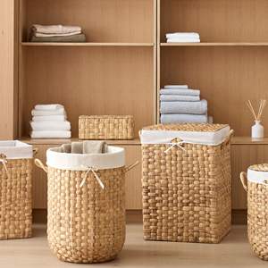 Cheapsale D38 H55 cm Square Handwoven <b>Baskets</b> With <b>Lid</b> and Fabric, <b>Laundry</b> <b>Baskets</b> From Tienphong Vietnam Handicrafts OEM ODM - Product Image 5