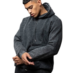 เสื้อฮู้ดดี้แบบฟอกสีสไตล์สตรีทแวร์ ผ้าฝ้ายเฟรนช์เทอร์รี่เนื้อหนา ทรงพอดีตัว สำหรับผู้ชาย - Product Image 3