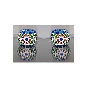 Silver Modern Multi-Size Glass Mosaic <b>Tealight</b> <b>Holder</b> Colorful Candle <b>Holder</b> for Home Decoration for Easter - Product Image 5
