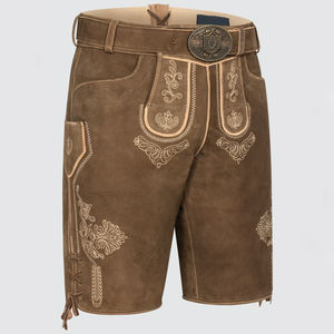 OEM/ODM <b>Men's</b> Bavarian Lederhosen 100% <b>Leather</b> Pants with Button Fly Closure Custom German Traditional Lederhosen Knee <b>Shorts</b> - Product Image 2