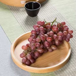 Natural Wood Eco-Friendly Polished Round Afternoon <b>Tea</b> Tray with Handles Classic Serving Tray for <b>Tea</b> Coffee by Crescent Crafts - Product Image 3