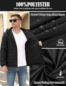 Chaqueta Acolchada Ligera para Hombre, Abrigo Informal de Invierno con Capucha Desmontable, Resistente al Agua, Aislante - Product Image 6