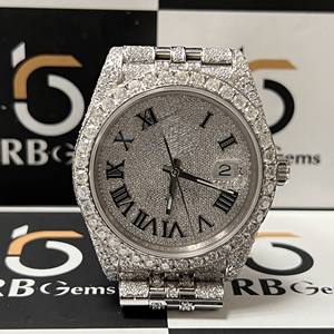 นาฬิกาสแตนเลสเพชรโมอิสสองสีทรงใบไม้สไตล์ฮิปฮอปสุดหรูออกแบบได้ตามต้องการสำหรับผู้ชายหน้าปัดออกแบบได้ตามต้องการ - Product Image 1