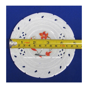 Beautiful Small Size Marble Plate Latest Inlay Polished Stone Carving Decoration for Gifting - Product Image 3
