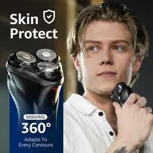 Rasoirs électriques sans fil rechargeables pour hommes, étanches IPX7, utilisation humide/sèche, tondeuse à poils de nez avec réglage des pattes de sourcil pour le corps - Product Image 6