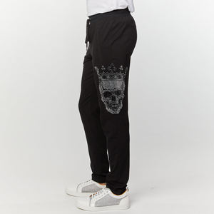 Pantalons de survêtement décontractés évasés pour hommes, 100% coton, lavage à l'acide, joggers surdimensionnés, streetwear, strass, OEM personnalisé, respirant - Product Image 5