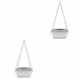 Macetero Colgante de Metal Moderno, Diseño Geométrico de Diamante, para Interiores y Exteriores, con Maceta de Metal Blanca y Negra, Precio Bajo - Product Image 5