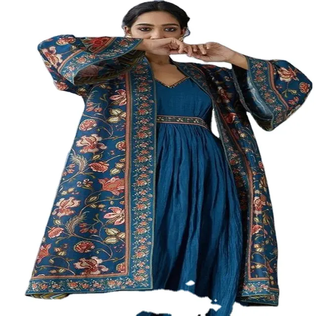 Kurta kurti en tissu de coton imprimé pour femmes, taille unique