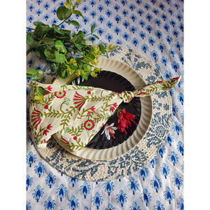 Ensemble de serviettes en coton naturel fait à la main de l'Inde Serviettes jetables imprimées en blocs pour la cuisine, les fêtes d'anniversaire lavables - Product Image 5