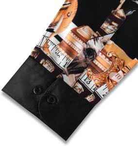 Nueva moda para hombre, camisa informal ajustada de manga larga con estampado de poliéster, talla europea, sublimación, camisa transpirable para trabajo de otoño - Product Image 4