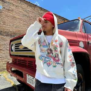 Sudadera con capucha extragrande lavada con ácido de algodón 100% de 500gsm personalizada para hombre, sudadera de talla grande, aspecto desteñido vintage desgastado - Product Image 5