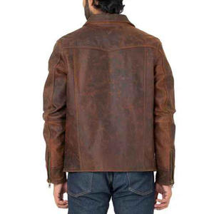 Nouvelle veste en cuir marron pour hommes personnalisée de haute qualité Pakistan flambant neuf hiver moto utilisation fermeture à glissière produit fini populaire - Product Image 4