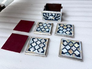 Mother of Pearl Luxury Inlay <b>Coaster</b> Set Mother of Pearl Natural Shine <b>Table</b> <b>Coaster</b> Mother of Pearl Handcrafted Decorative - Product Image 3