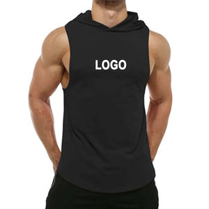 2024 Workout Stringer Muscle Cut Gym Fitness Training Tank Tops Casual Hooded Sportswear Wholesale Size <b>Sleeveless</b> - Product Image 1