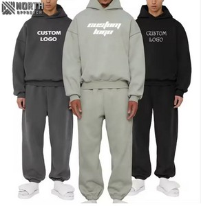 Conjunto Deportivo de Invierno para Hombre, Talla Grande, 100% Algodón de Alta Calidad, Sudadera con Capucha y Pantalones Jogger, Conjunto de 2 Piezas Lavado - Product Image 1