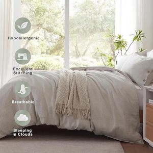 Ensemble de housse de couette 3 pièces 100% coton, style européen uni, fermeture à boutons, doux, respirant, durable, pour la maison, les mariages, les hôpitaux, les hôtels - Product Image 6