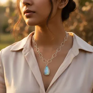 "925 <b>Silver</b> Freshwater <b>Pearl</b> Religious Teardrop <b>Necklace</b> for Women Gift" - Product Image 1