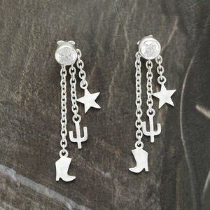 Pendientes colgantes bonitos de lujo con Zirconia cúbica blanca de Plata de Ley 925 de aspecto precioso para mujer y niña, proveedores de joyería hecha a mano - Product Image 1