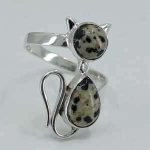 Anillo de Plata de Ley 925 con Jaspe Dálmata, Hecho a Mano, Estilo Boho, Joyería con Piedra de Nacimiento de Marzo, Regalo Perfecto para su Cumpleaños o Aniversario - Product Image 6