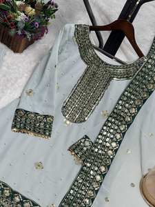 ชุดคุर्ติผ้าเรยอนปักลายแบบดั้งเดิมพร้อมชุดส่าหรีแบบอินเดียและปากีสถานลายพิมพ์สำหรับงานปาร์ตี้ - Product Image 6