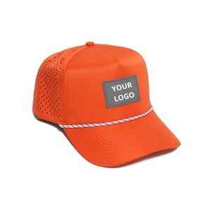 Casquette de golf à séchage rapide, prix usine, avec cordon, bande anti-transpiration, trous découpés au laser, logo personnalisé en patch de caoutchouc - Product Image 2