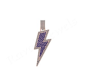 Nueva llegada 40mm Lightning Bolt Charm colgante 925 plata esterlina con piedras de circón dorado buena calidad Pave joyería hombres mujeres - Product Image 3