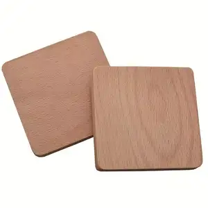 Wholesale Personalized Kitchen Square And Round Bamboo Wood Coasters Walnut Cup Mat Wooden Drink Coaster