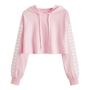 New Style Womens Cotton Pullover Crop Top Custom Embroidery <b>Hoodie</b> with Front Logo <b>Ladies</b> Short <b>Knitted</b> Clothing - Product Image 5