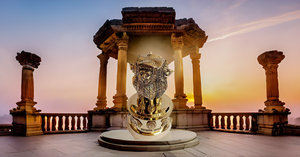 Laiton Ashoka Stambh Bureau Papier Poids Satyamev Jayete Embelli Sculpture Quatre Lions Drapeau National Emblème Retraité Graduation - Product Image 3