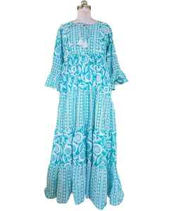 Vestido Maxi con Estampado Floral de Cristal, Vestido Largo de Algodón Indio, Vestido Boho de Verano para Mujer - Product Image 4