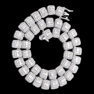 Collier chaîne cubaine Miami Hip Hop plaqué or 18 carats en argent sterling 925 de haute qualité, incrusté de pierres, unisexe, luxe, plaqué argent - Product Image 1